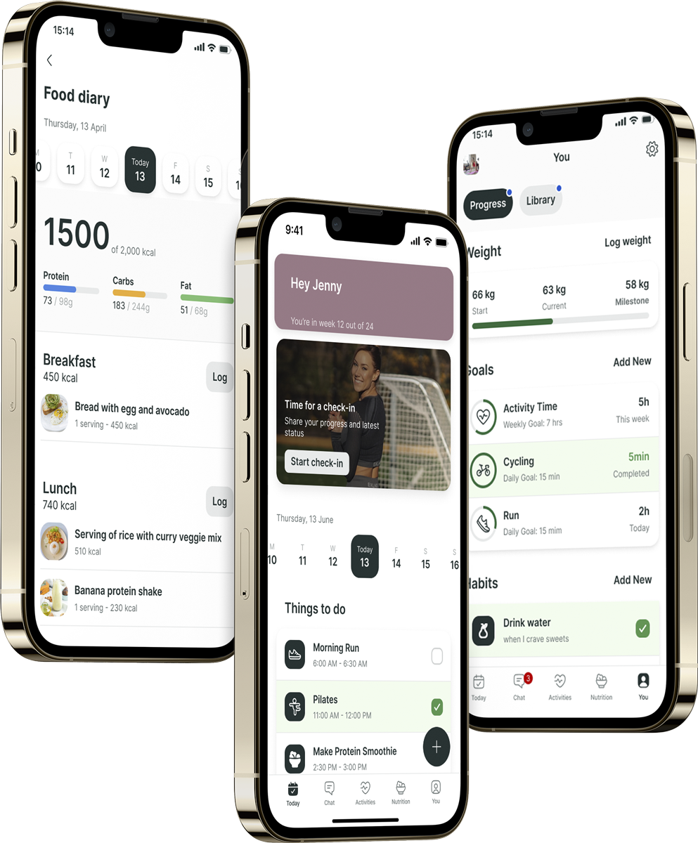 A mockup of the coaching app showcasing the features.